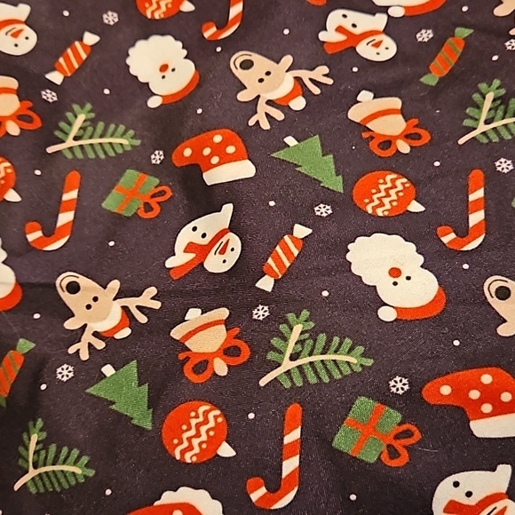 Upcycled Christmas Dog Bandana Tie up in the front blue background pets - Picture 8 of 14